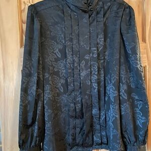 Chic Black Floral Women's Blouse